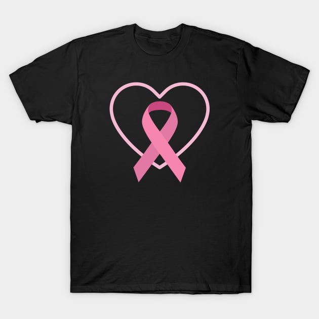 Ribbon Heart_Breast Cancer Awareness T-Shirt by TinPis